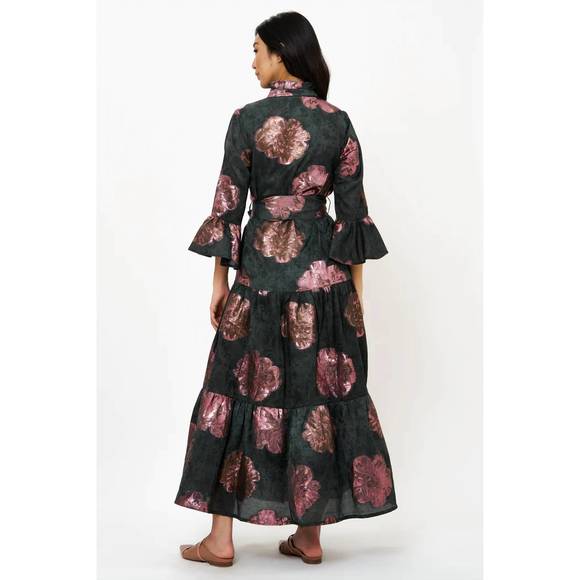 NEW OLIPHANT ruffle collar bell maxi- rosa black in rosa black - Picture 3 of 3